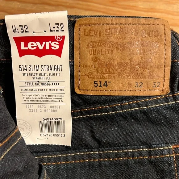 🌸LEVI 514 Slim Straight Mens Jeans 32 waste x 32 Long🌸 - Picture 5 of 6